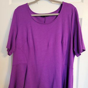 Flare Sleeve Peplum top Purple Plus Size 20 by Eloquii